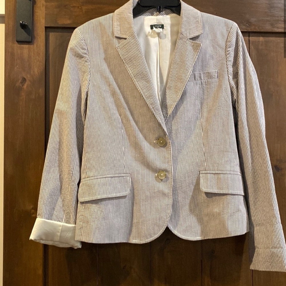 J. Crew Striped Blazer - White and Blue
